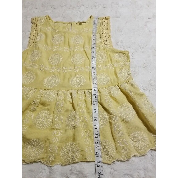 Blu Pepper Shirt Top Womens Size Large Yellow Boho Floral Embroidered - Picture 7 of 10